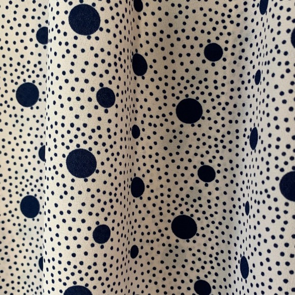 Talbots‎ pink/navy polka dots gathered high neckline sleeveless blouse. Size 2X - Picture 4 of 11